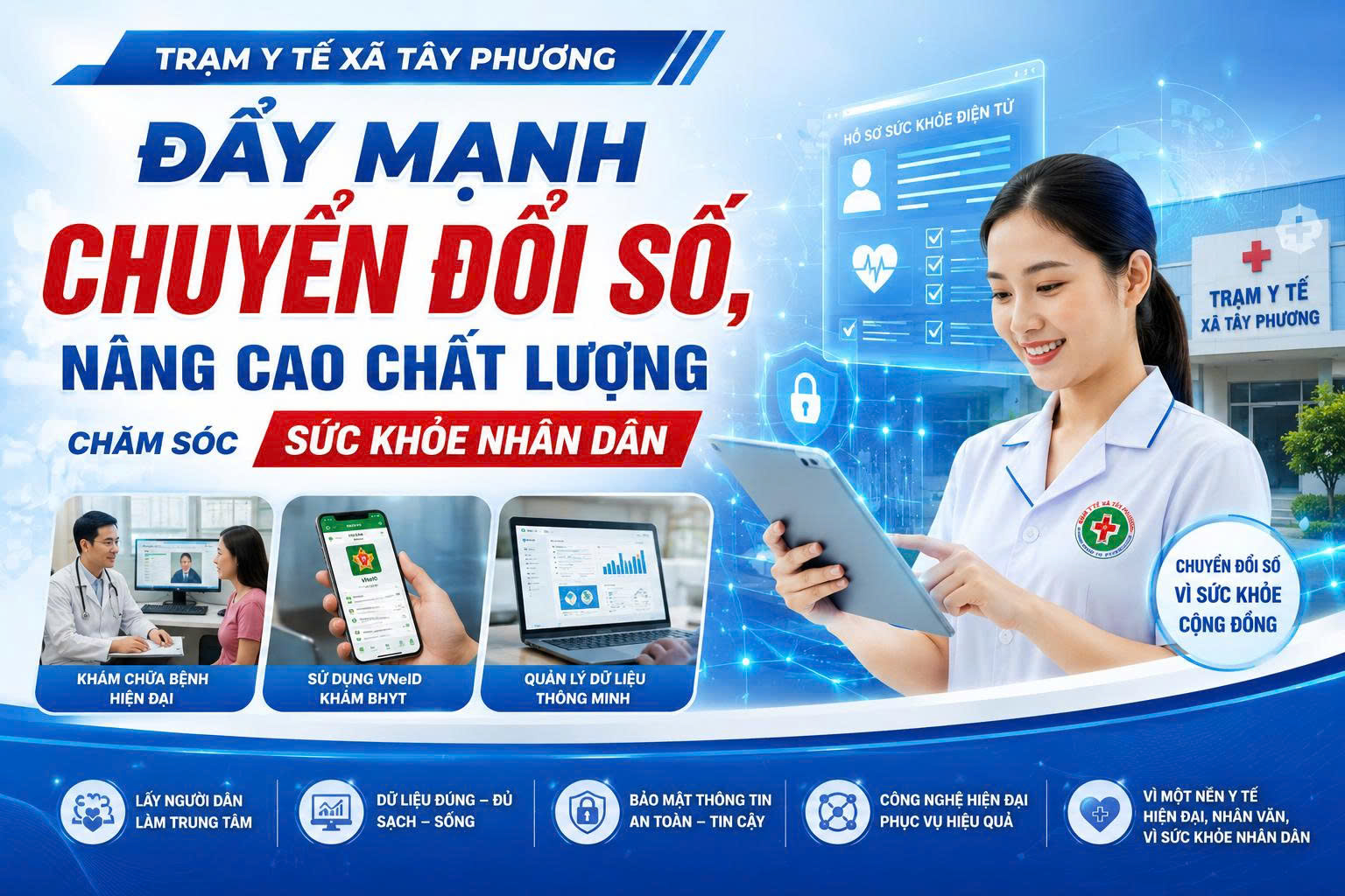 Thực hiện hiệu quả Nghị Quyết 57-NQ/TW: Trạm Y tế xã Tây Phương đẩy mạnh chuyển đổi số, nâng cao chất lượng chăm sóc sức khỏe người dân